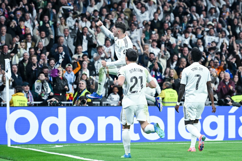 马德里打吡大战皇马主场以3:2险胜马德里体育会。新华社