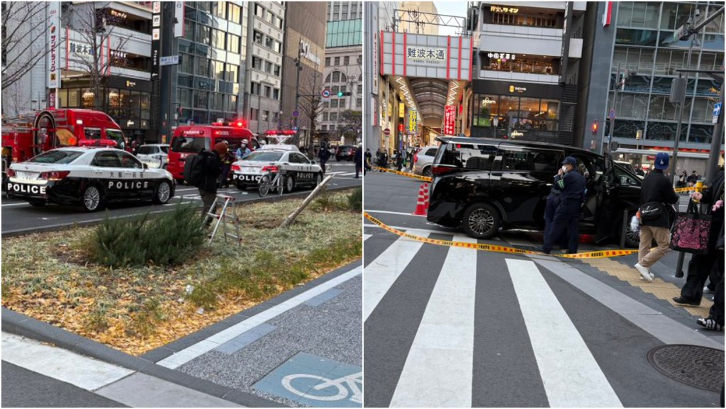 大阪難波本通休旅車橫掃行人路數十米，3人輕傷。 X@yuma_1892