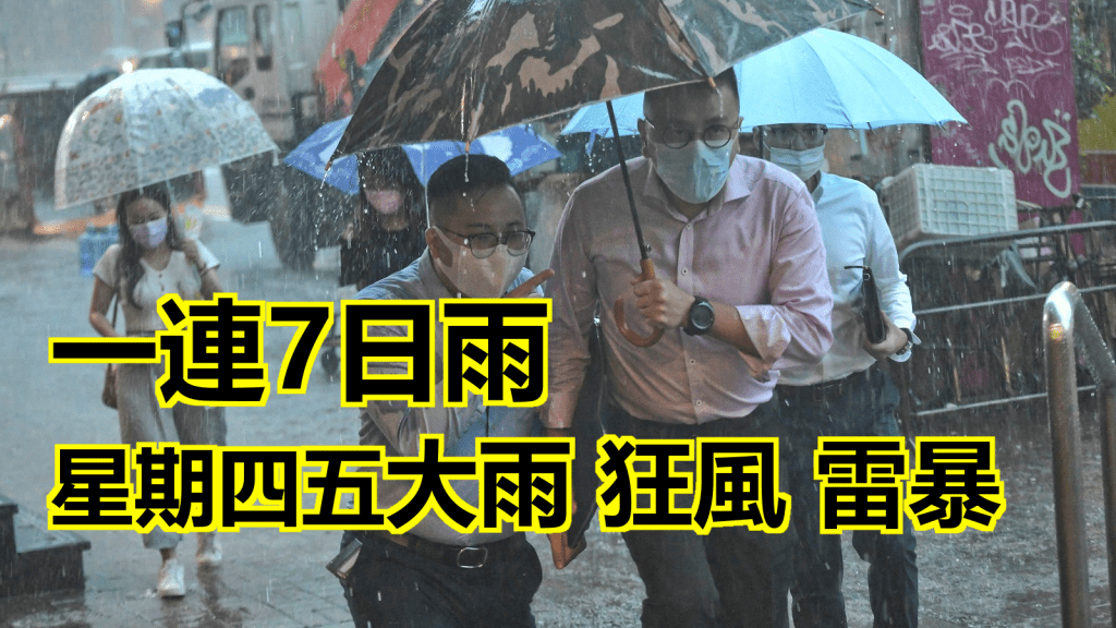 星期四、五多雲，有驟雨，雨勢有時頗大及有狂風雷暴。資料圖片