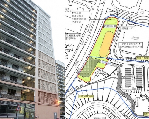 新葵街地盤毗鄰麗瑤邨(圖左)。