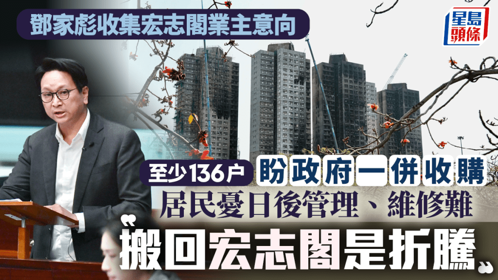 宏志閣逾半業主盼納入收購 鄧家彪：居民憂樓宇結構損、日後維修難 搬回有心理創傷