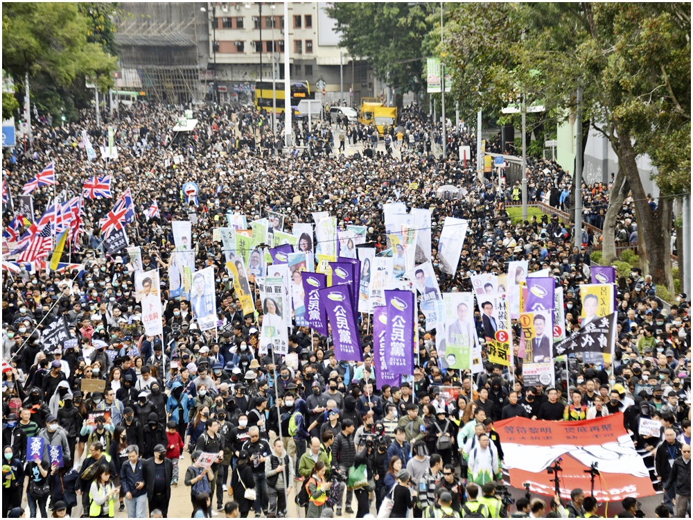 2020民陣元旦遊行，維園起點人潮。資料圖片 