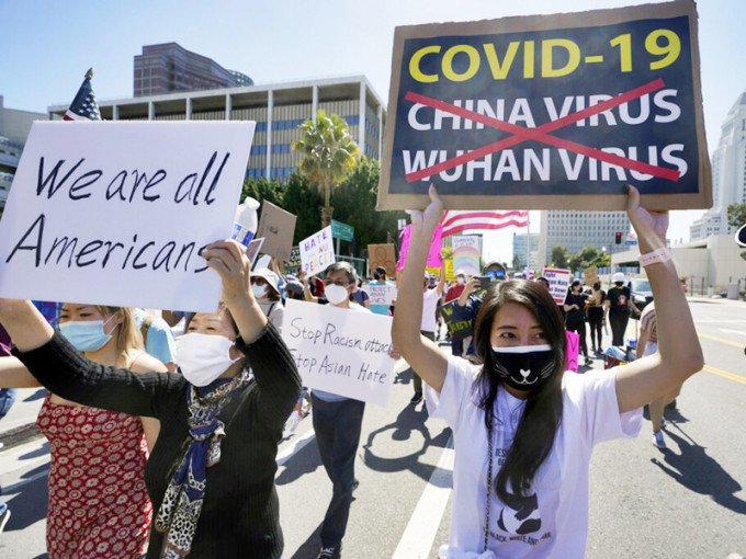 2021年3月，全美约60个城市举行示威抗议活动，要求终结反亚裔暴力。AP资料图片