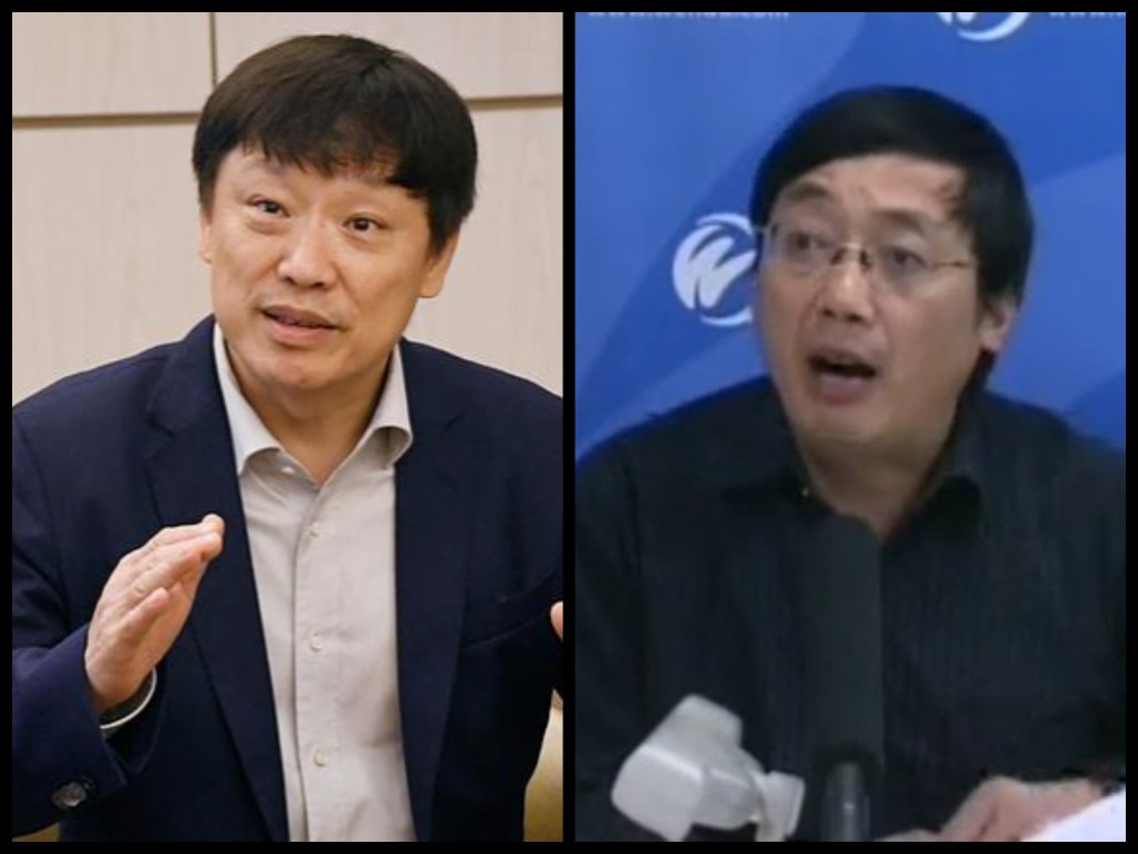 胡锡进（左）和汤家凤（右）就英语应否留作主科争辩。