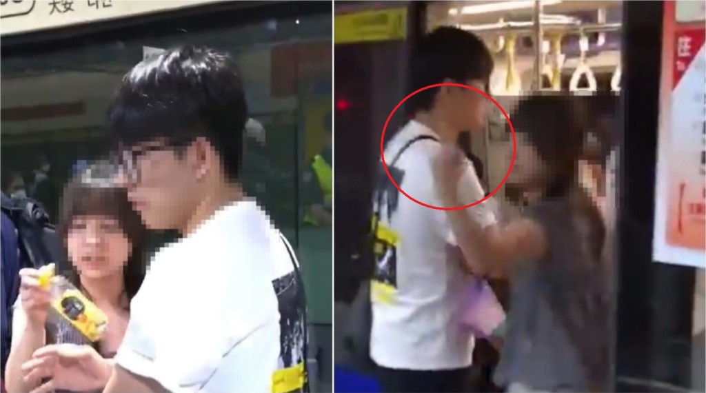 港男在台北捷運站內喝飲料遭勸阻，同行女卻稱「只喝了一口」，最後怒比中指才離去。X