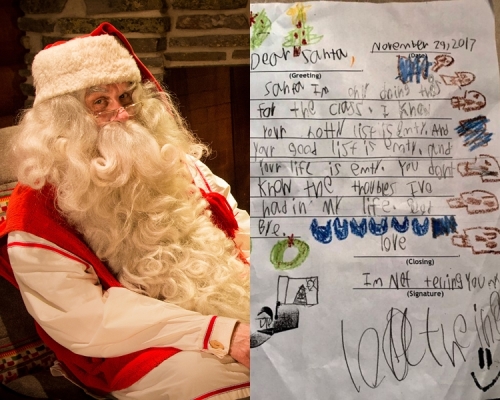 美国有男童不相信有圣诞老人，更质疑他的生活是空白。