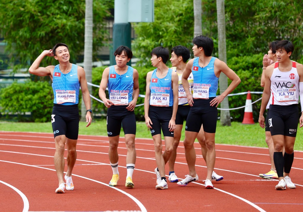 香港男子110米栏的主力，张宏峰（左一）及廖晓朗（左二）很大机会代表香港参加9月亚运会。徐嘉华摄