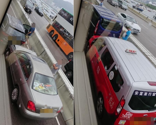 意外涉及兩輛私家車、一輛的士和一輛輕型貨車。網民
Bbus Wong攝