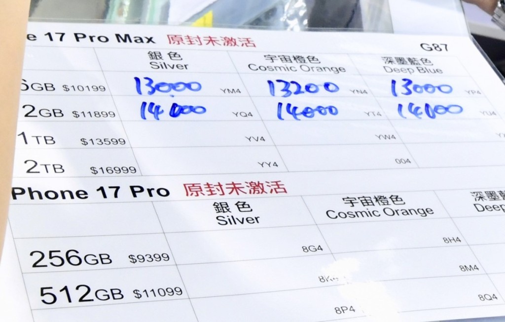 中午時段17 Pro Max報價。 中午時段17 Pro Max報價。