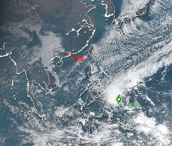 2月19日上午9時的向日葵8號衛星圖像。天文台