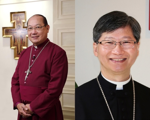 鄺保羅(左)將退休，由陳謳明(右)接任聖公會大主教。香港聖公會圖片