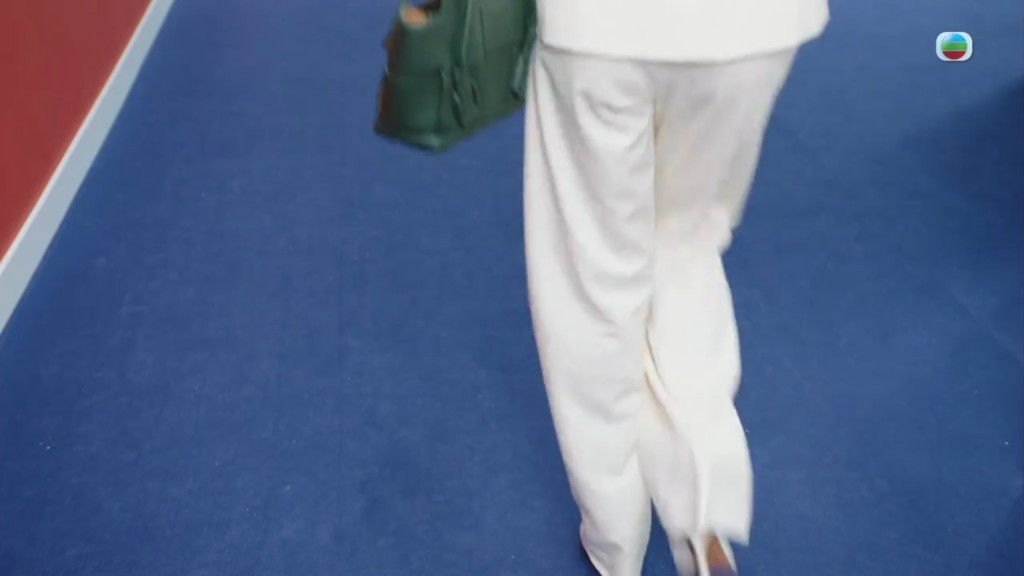 第一集「Man姐」佘詩曼返電視台時，手上拿着的是BV手袋，雖然她一身白色，但襯上綠色手袋反而顯得剛剛好。