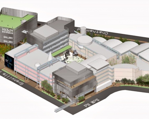 香港科學館和香港歷史博物館擴建計劃初步構想圖。