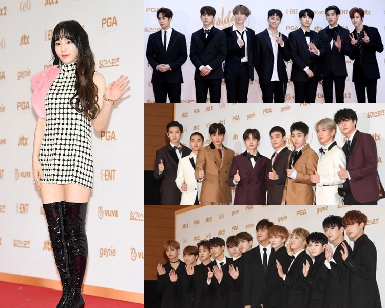 泰妍、防彈少年團、EXO、Seventeen