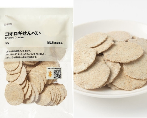 日本無印良品推出「蟋蟀仙貝」。網上圖片