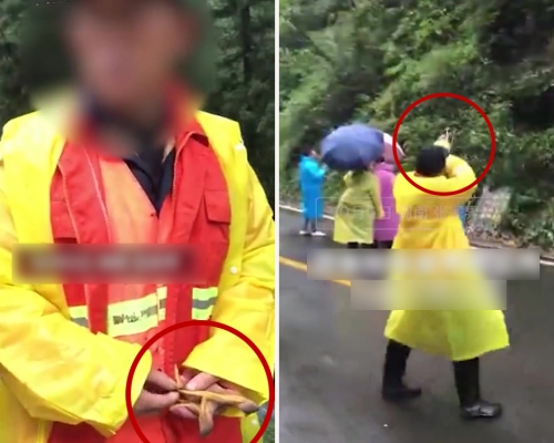 湖南張家界森林公園景區工作人員用彈弓叉射野生猴子惹爭議。（網圖）