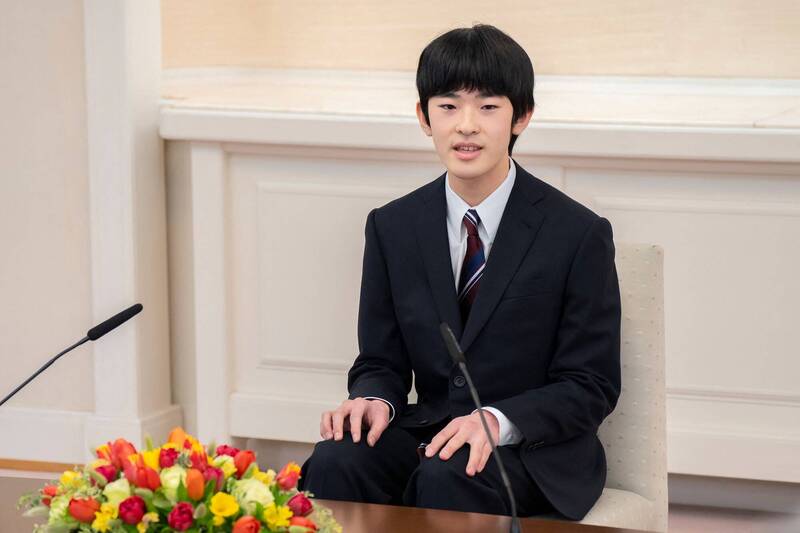 悠仁親王是皇位第二順位繼承人,今年3月首次召開記者會。法新社 悠仁親王是皇位第二順位繼承人,今年3月首次召開記者會。法新社