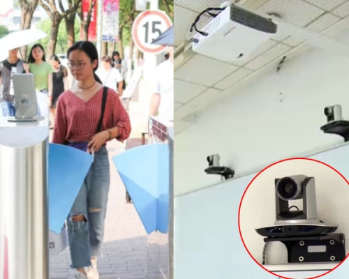 南京一間大學試行在教室引入人臉識別,學生擔心上課發呆、玩手機全部被監控。(網圖)