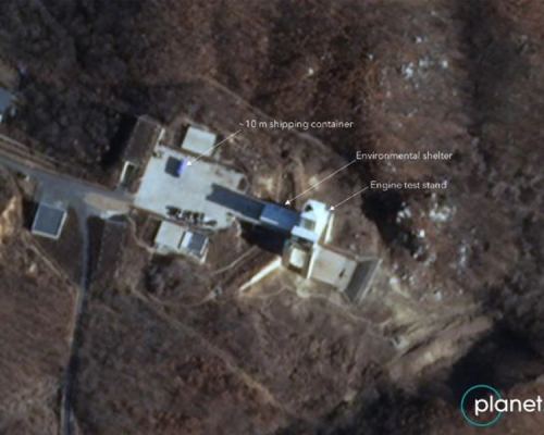 卫星图片揭北韩重启西海卫星发射基地。Planet Labs图片