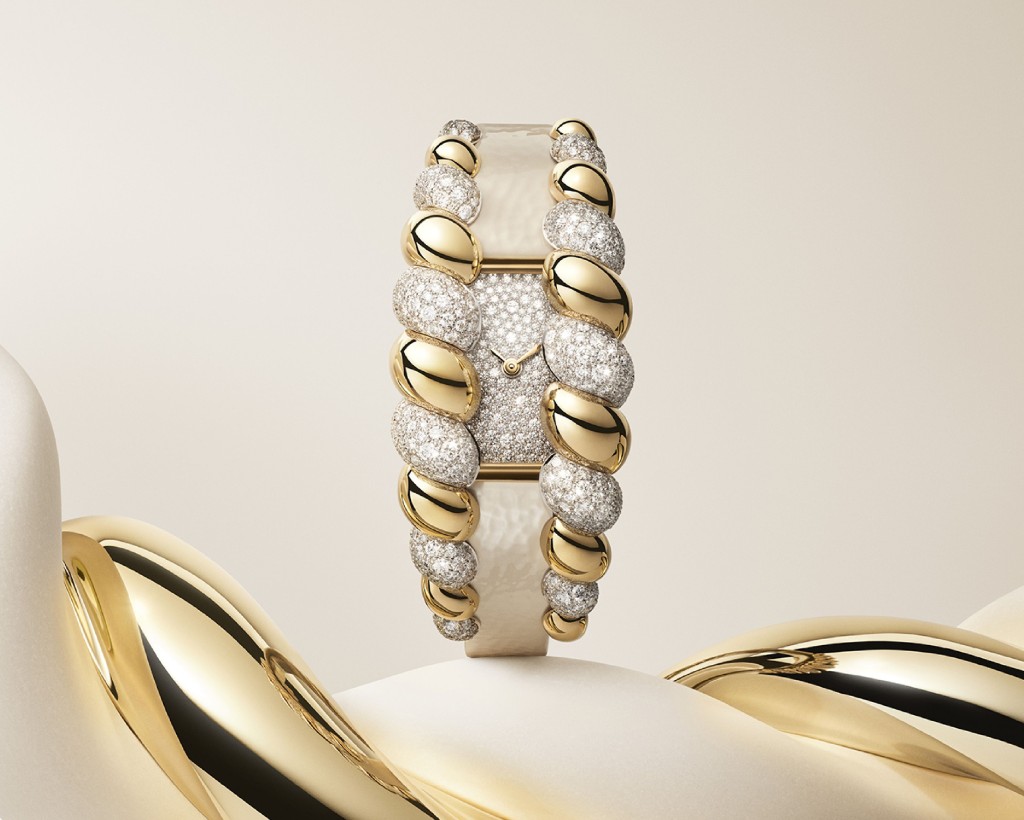 Cartier Tressage,錶殼:56.2×25.7mm黃金及白金 / 機芯:石英 / 售價:$570,000。 Cartier Tressage,錶殼:56.2×25.7mm黃金及白金 / 機芯:石英 / 售價:$570,000。