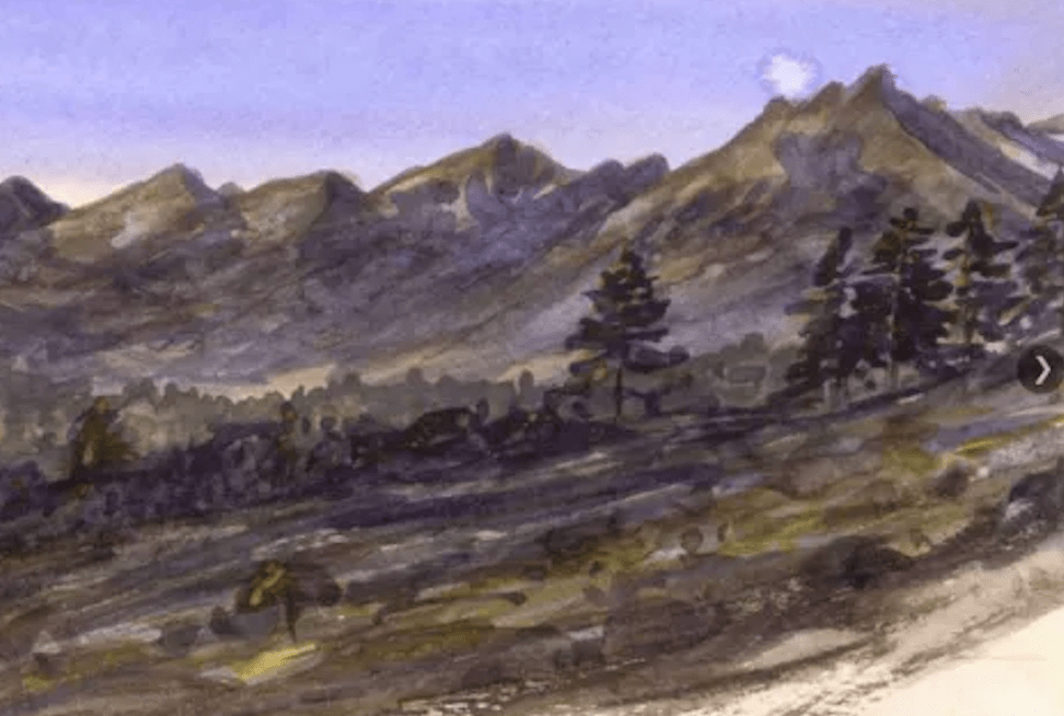 1998年繪畫的不丹山景