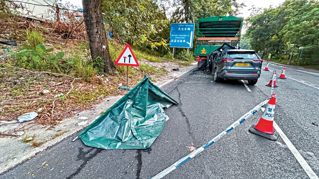 私家車直撞貨車車尾,女司機頭部爆裂身亡。