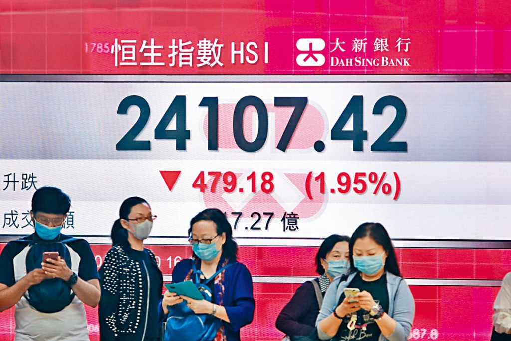 ■恒指昨日收报24107点，挫479点，全周四个交易日累泻811点，惟10月份仍涨648点。