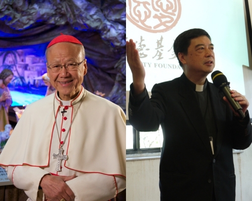 天主教香港教區宗座署理湯漢樞機(左),以及香港基督教協進會主席蘇成溢牧師(右)。 資料圖片及網圖