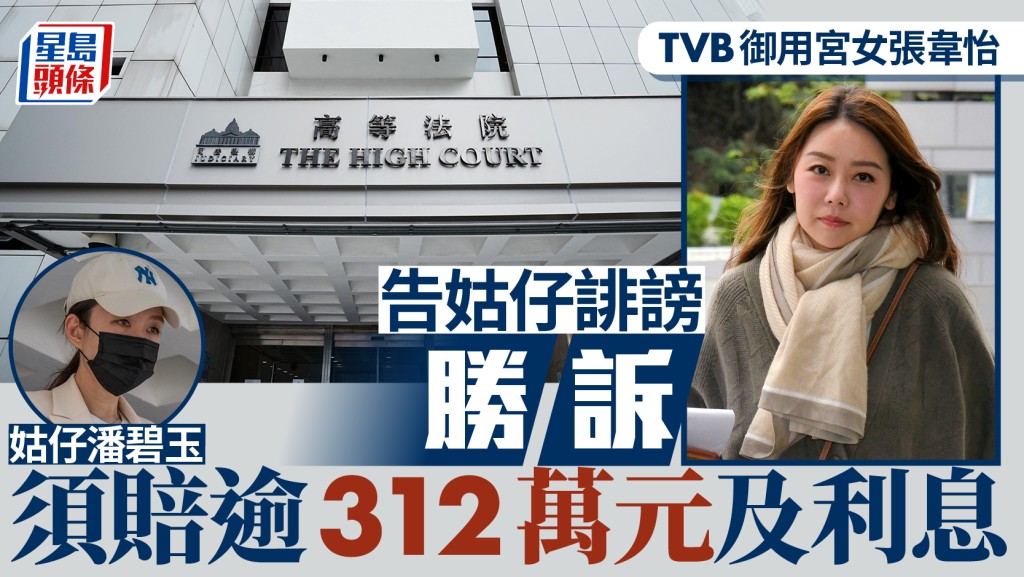 TVB御用宮女張韋怡告姑仔誹謗獲判勝訴 姑仔須賠償逾312萬元及利息