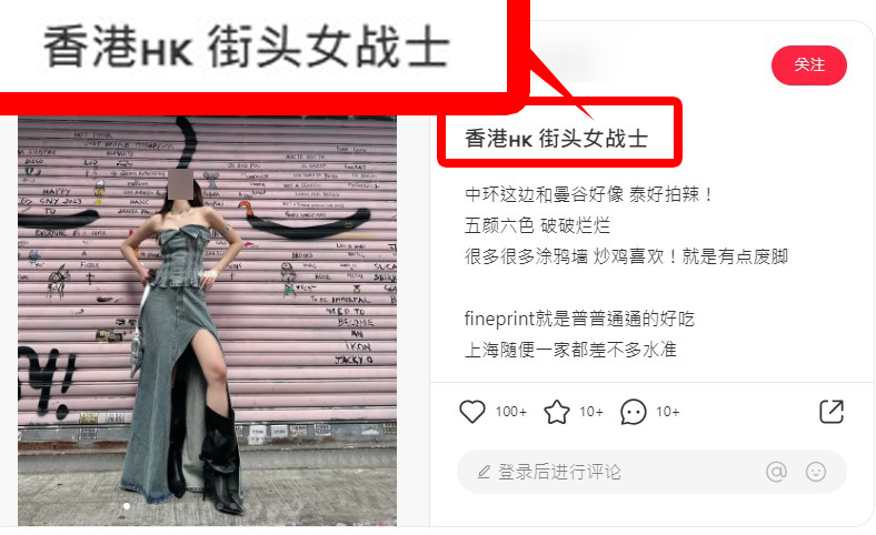 該帖文以「香港街頭女戰士」為主題，似為該套衣服及甫士要呈現的拍攝主題。