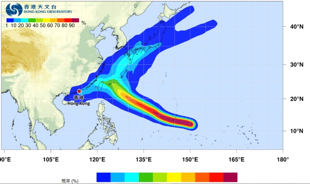 天文台在10月18日原本預計薔琵的路徑傾向往日本。天文台 天文台在10月18日原本預計薔琵的路徑傾向往日本。天文台