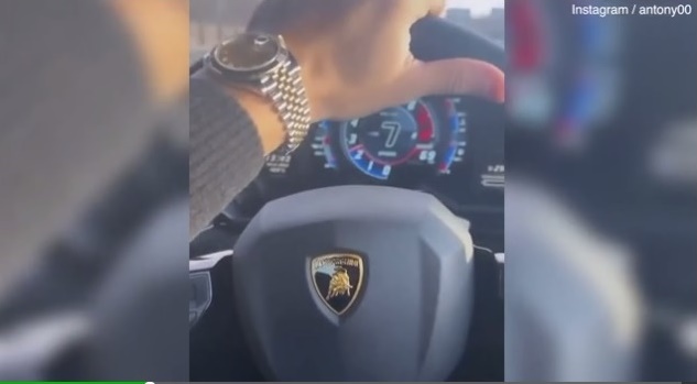 安東尼上載駕駛林寶堅尼超跑在公路奔馳片段到社交媒體。網上圖片