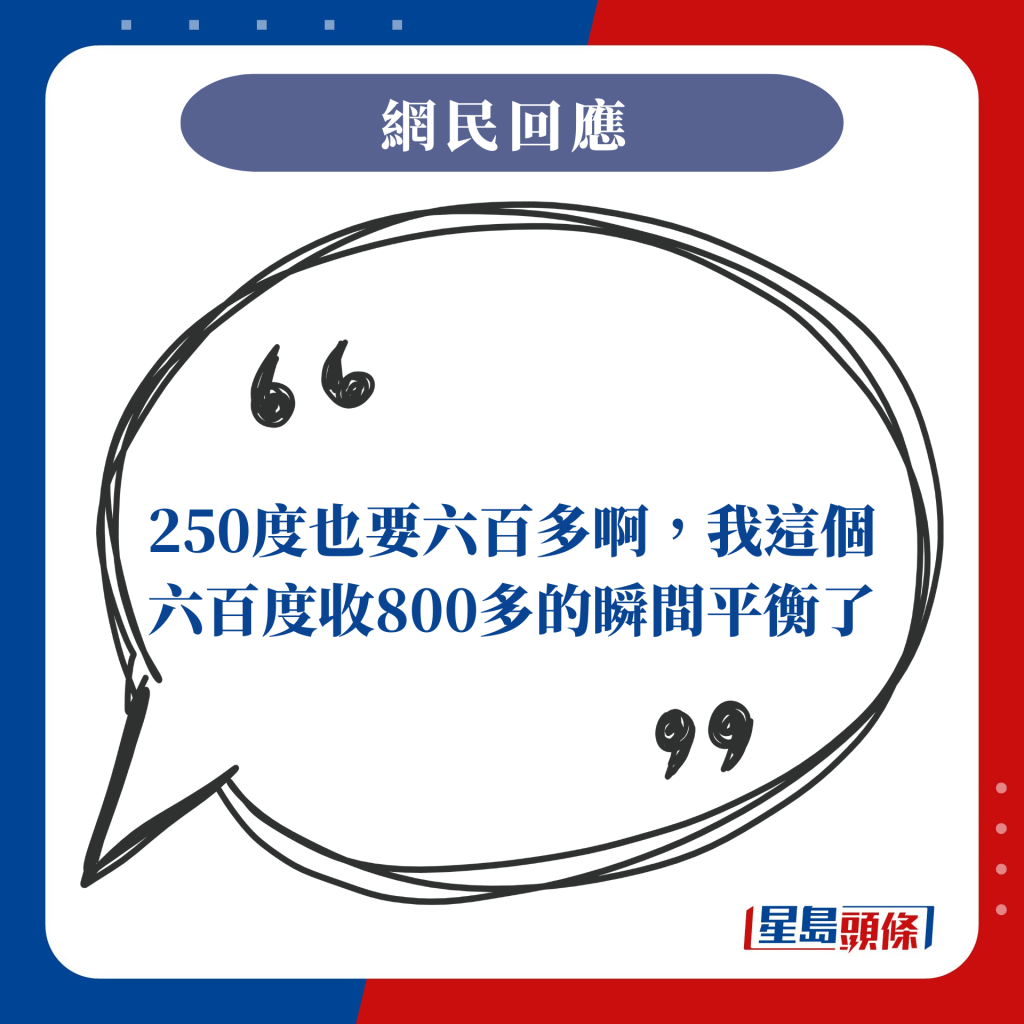 250度也要六百多啊，我這個六百度收800多的瞬間平衡了