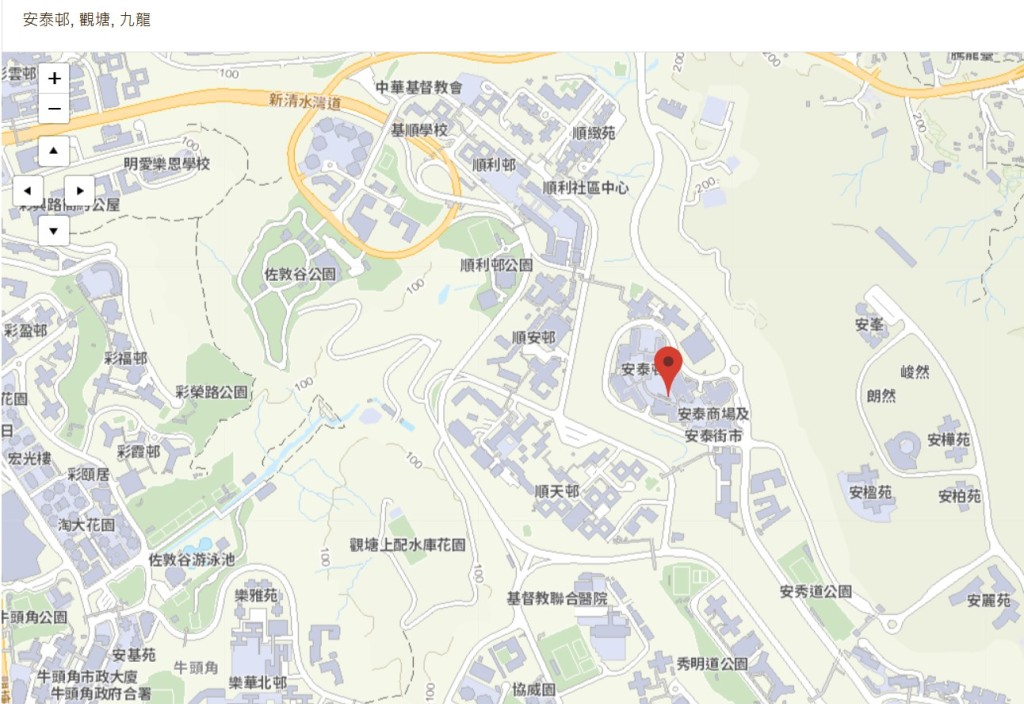 安泰邨位置。房署網頁截圖 安泰邨位置。房署網頁截圖