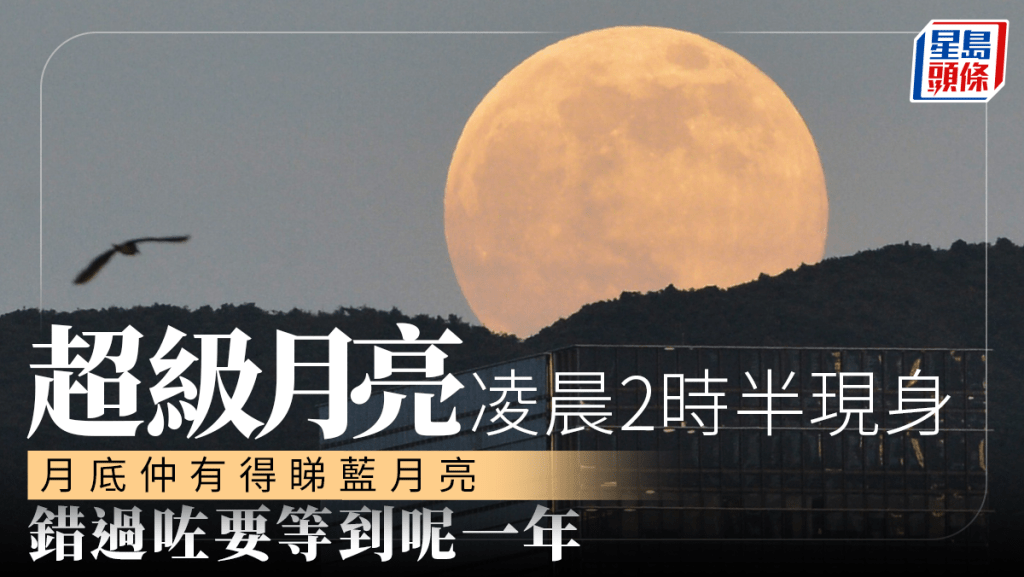 天文現象︱8.2凌晨2時半現超級月亮月尾再睇「藍月亮」錯過咗要等到…