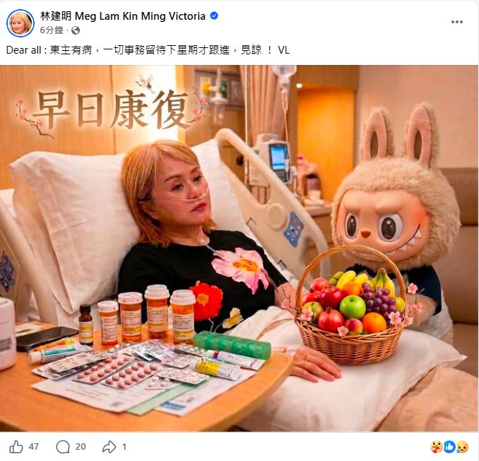 林建明表示：「東主有病」，需要休息。