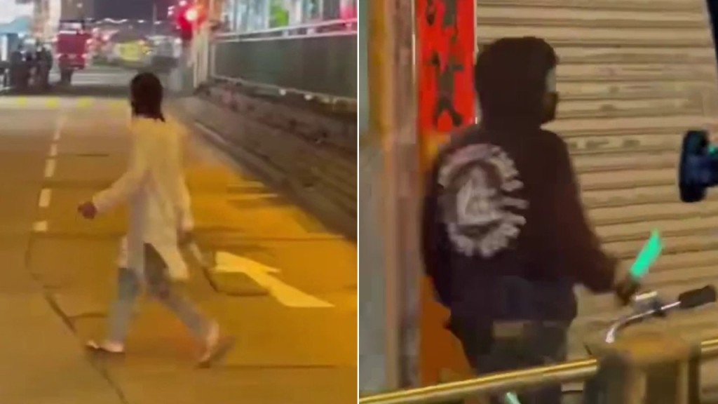 元朗大馬路輕鐵站斬人案 警拘19歲青年。網上片段