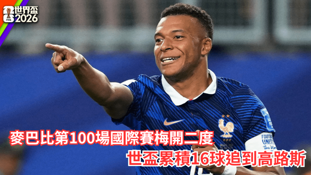 麥巴比第100場國際賽梅開二度，世盃累積16球追到高路斯。路透社