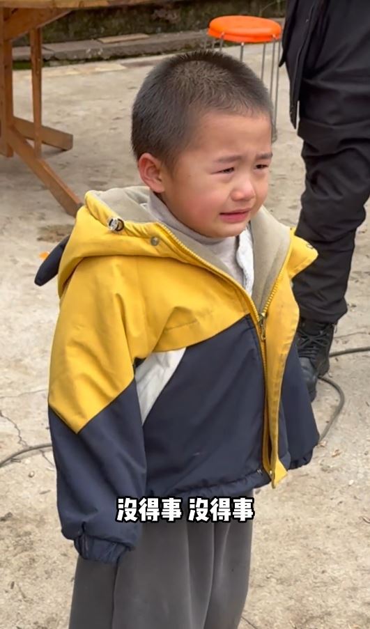 男童開席前弄翻菜餚，痛哭認錯短片在網上熱播。抖音