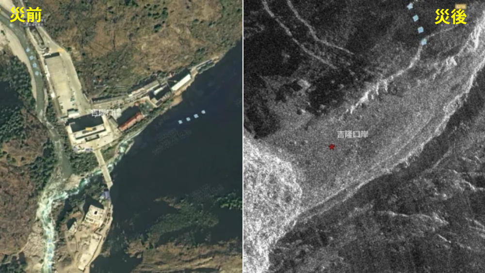 衛星對比圖顯示「吉隆口岸基本已被夷為平地，看不出任何建築物輪廓。」