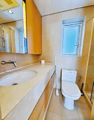 浴室為明廁，設有窗戶，有利於排走濕氣。