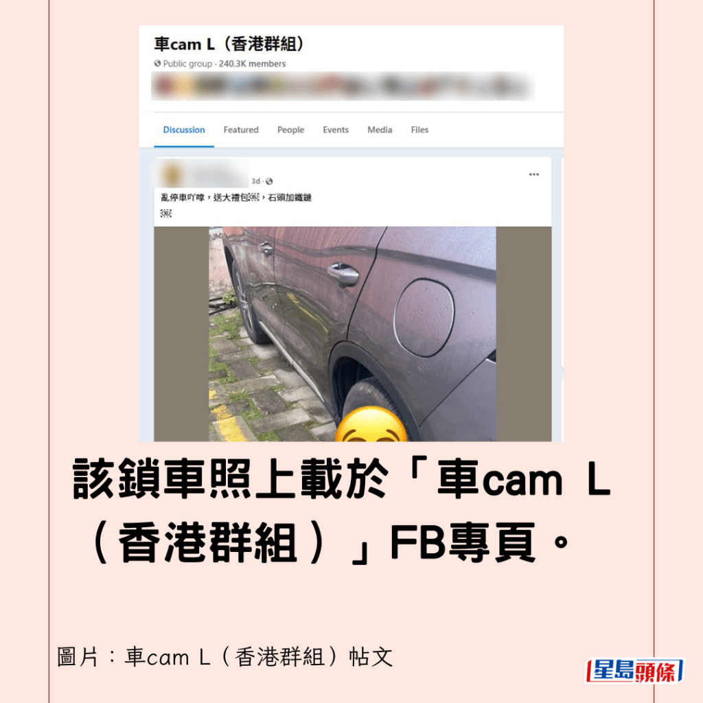 該鎖車照上載於「車cam L（香港群組）」FB專頁。