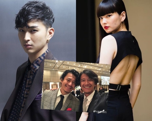松田翔太、秋元梢補辦婚宴，獲不少圈中人到賀，F4好兄弟小栗旬、阿部力席上合照留念。（網圖）