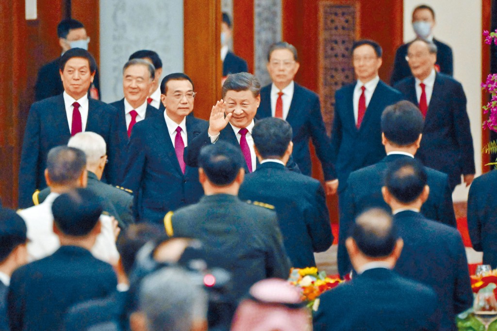 中共政治局七常委,出席國慶招待會。