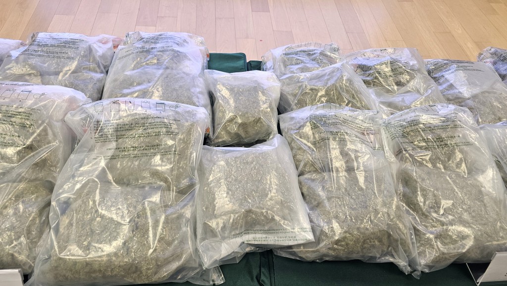 海關檢獲20公斤懷疑大麻花，市值約460萬元。徐裕民攝