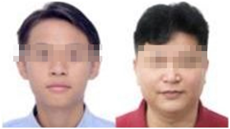 王青霞的疑似老公與兒子。