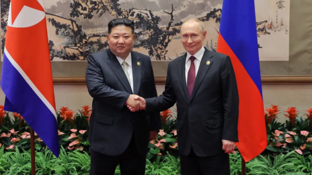 全球關注金正恩與普京會談。北韓中央電視台 全球關注金正恩與普京會談。北韓中央電視台