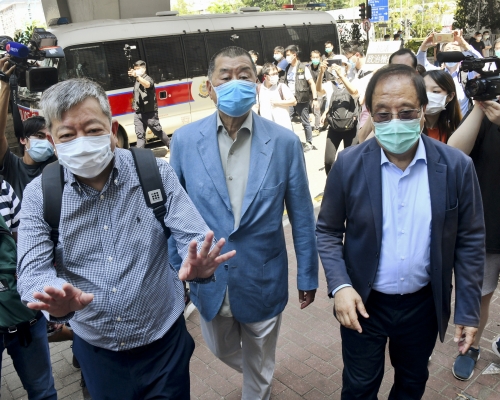 左起:李卓人、黎智英,楊森。 資料圖片