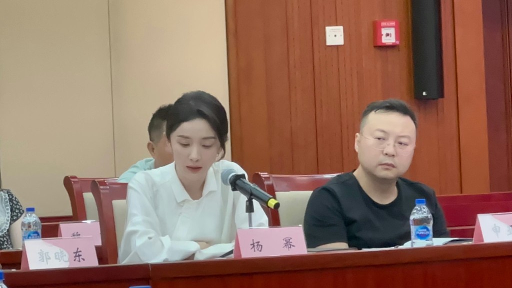 內地女演員楊冪在北京參加中廣聯合座談會。