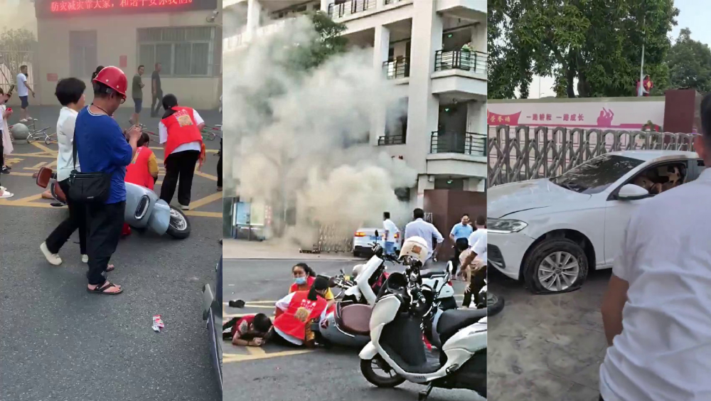 福建漳州汽車行駛中起火，失控衝進小學致8傷，司機身亡。